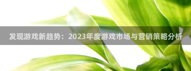 杜邦娱乐平台注册开户：发现游戏新趋势：2023年度游戏市场与